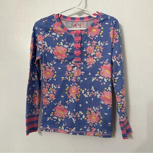 Matilda Jane Size 6 floral blue and pink long sleeve pajama top shirt